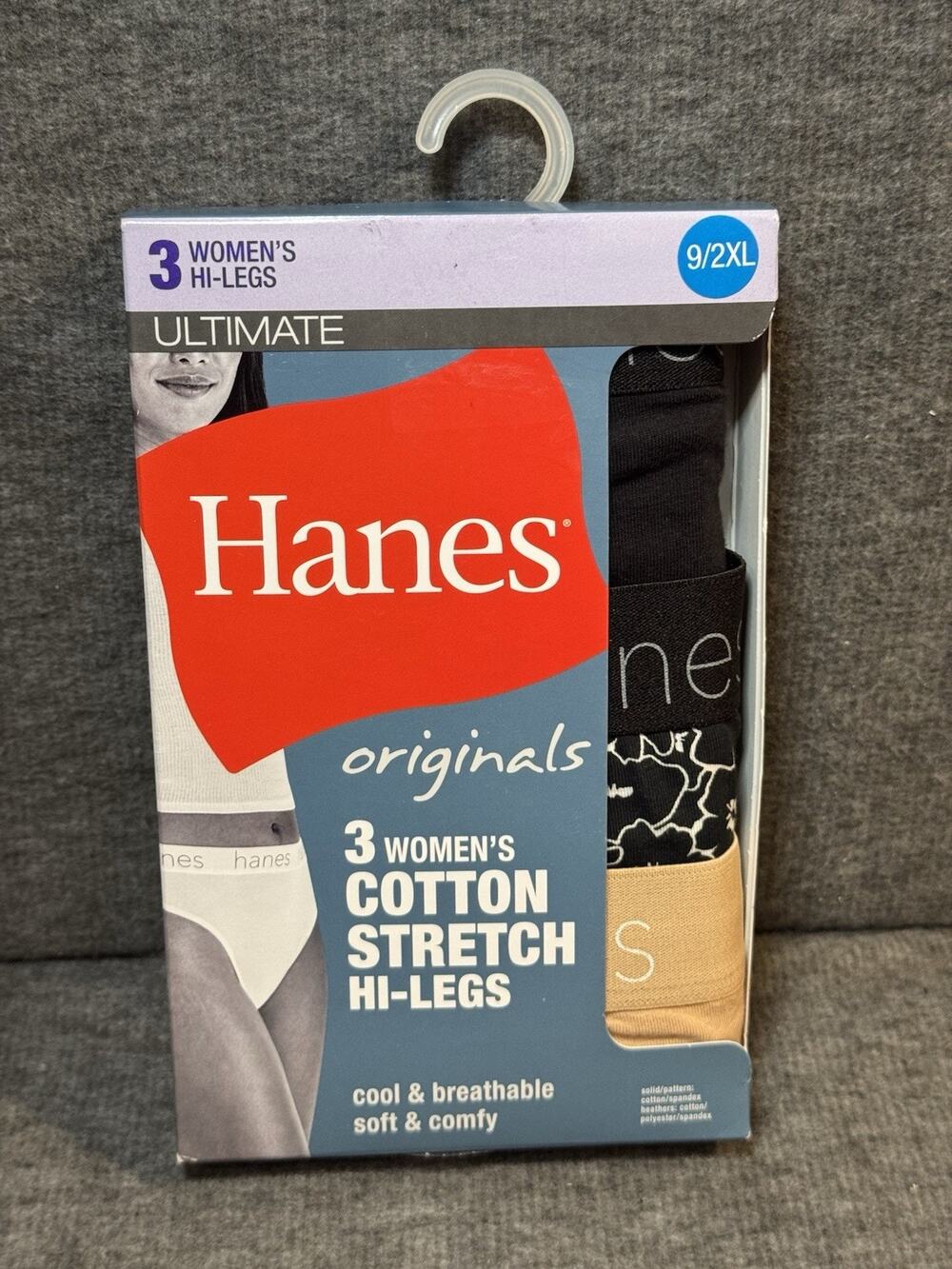 Hanes Ultimate Women's Cotton Stretch Hi-Legs Underwear - 3-Pairs Size 9/2X